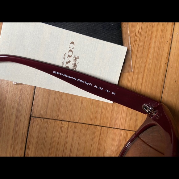 Coach Sunglasses Burgundy Glitter Logo C (L1076) - Picture 4 of 7